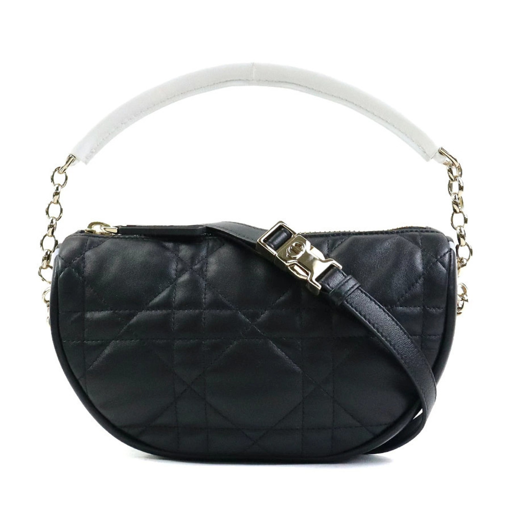 Christian Dior Vibe Hobo Leather 2way Shoulder Bag Black White Blue Gold